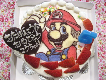 マリオのイラストケーキ 和菓子洋菓子の石間舗