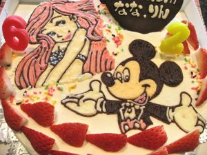 ミッキー アリエルのイラストケーキ 和菓子洋菓子の石間舗