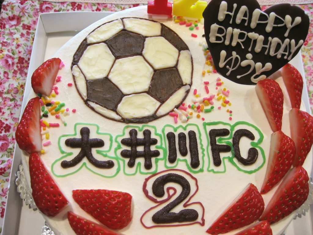サッカーボールのイラストケーキ 和菓子洋菓子の石間舗