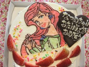 アリエルのイラストケーキ 和菓子洋菓子の石間舗